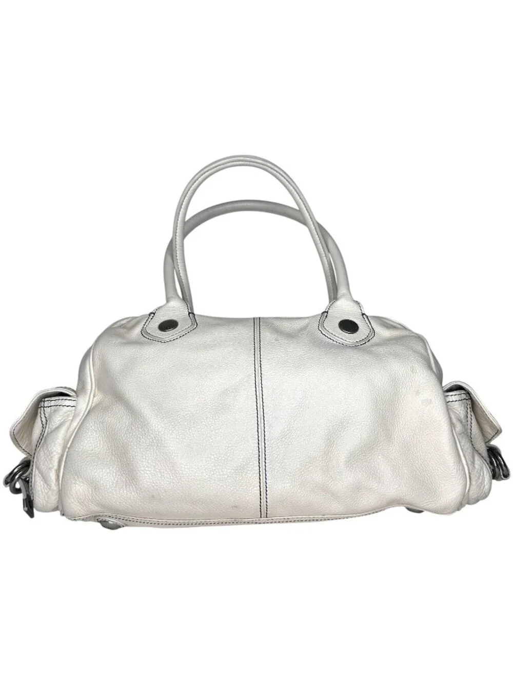 Vintage Marc Jacobs White/Ivory Leather Multi-Pocket Y2K Satchel HandBag Auth